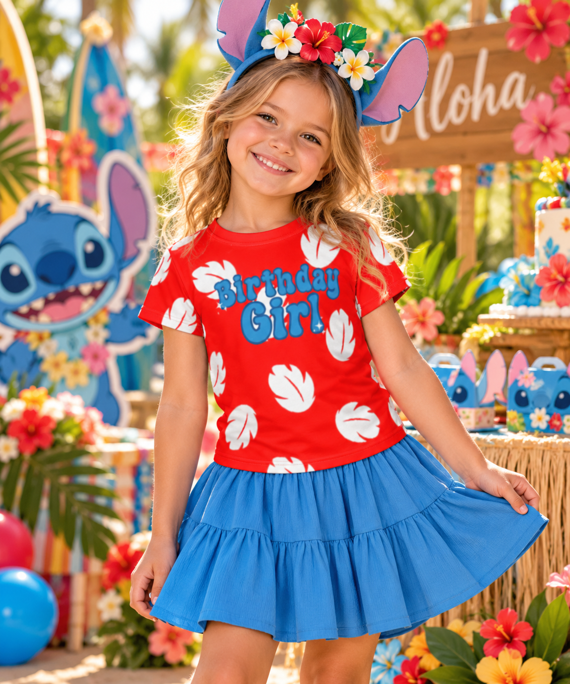 Kids Stitch t-shirt Birthday Girl Child Hawaiian Shirt