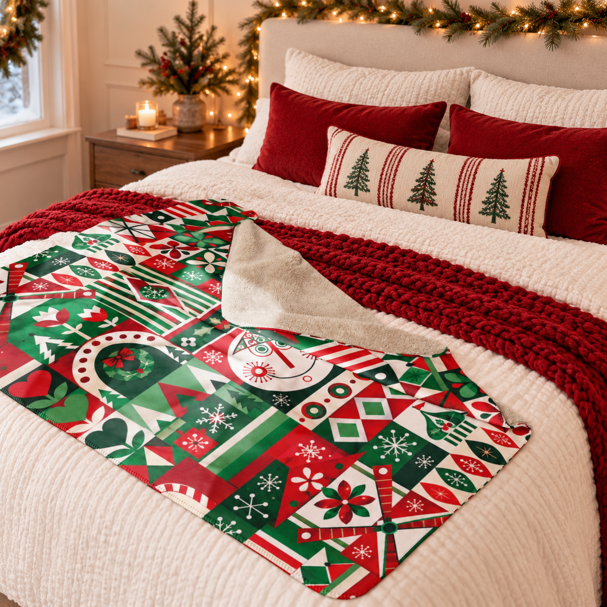 Small World Holiday Sherpa blanket