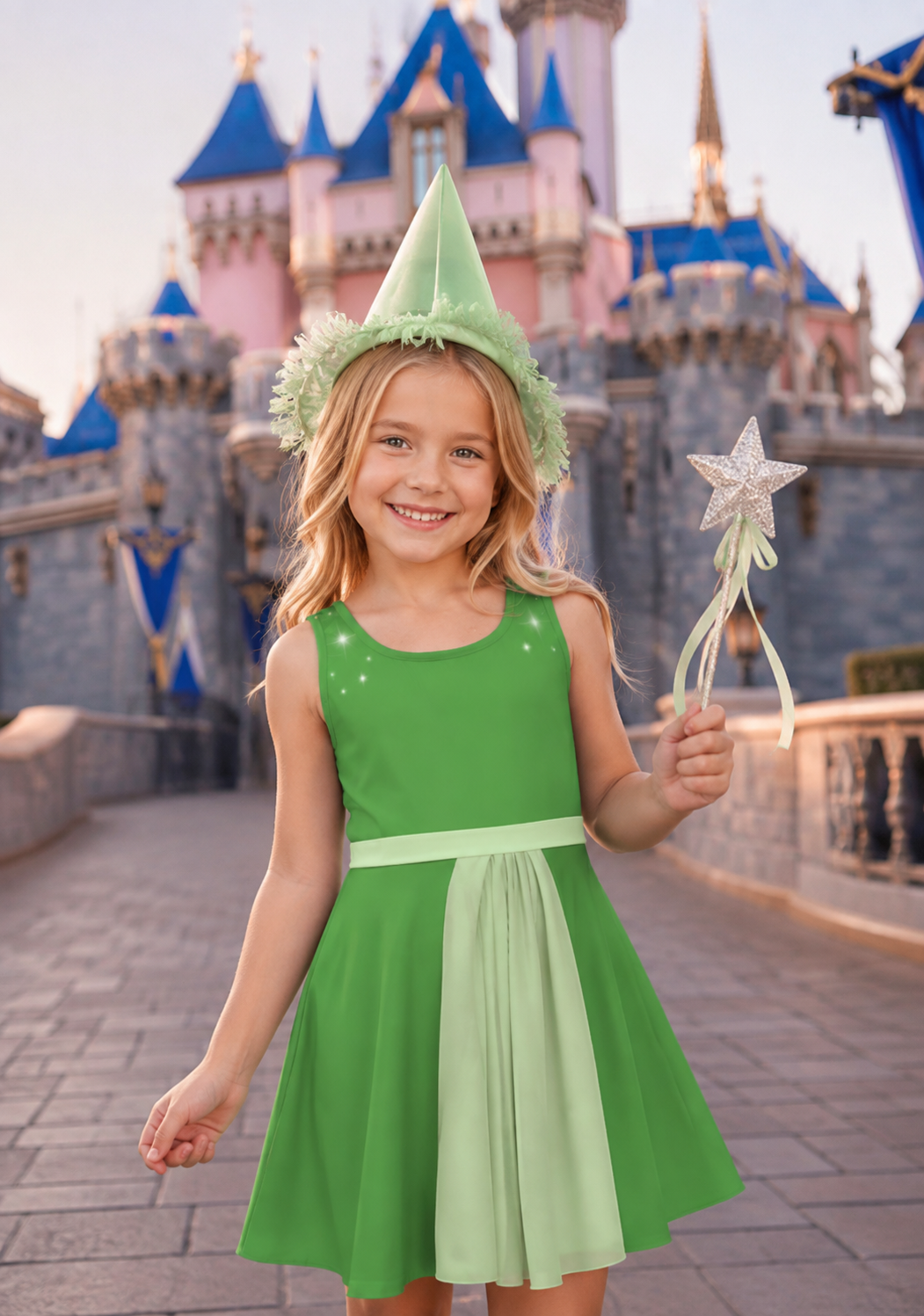 Girls green Fairy Sleeping Beauty dress Fauna  child's costume