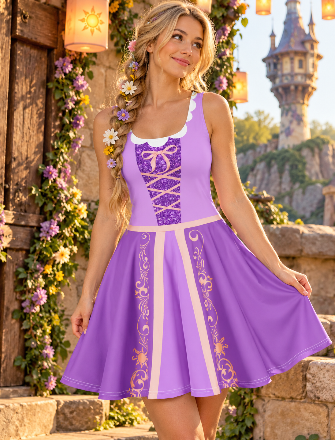 Rapunzel Princess Womens Dress Athleticwear Costume Tangled Princess