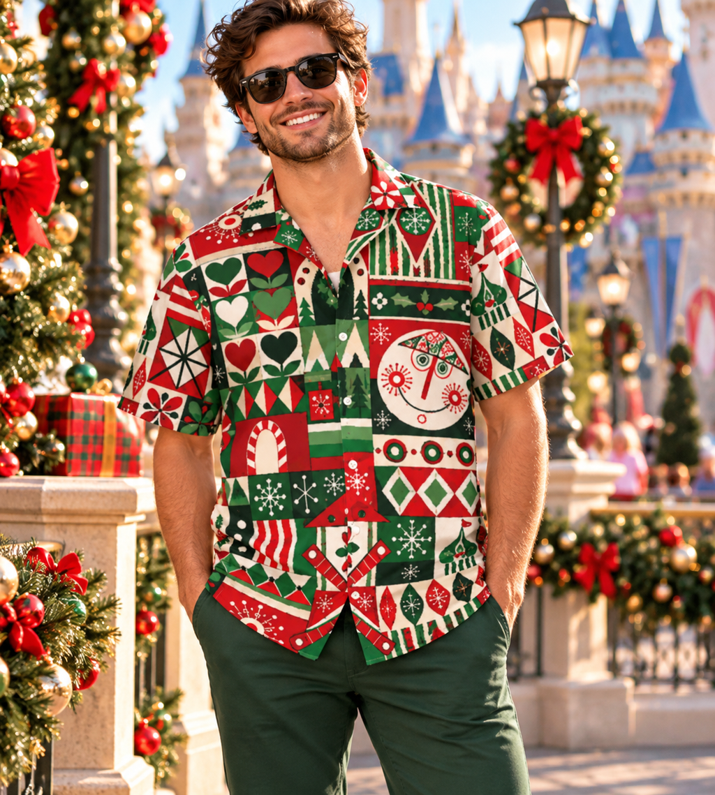 Holiday Small World Inspired Mens Button Shirt