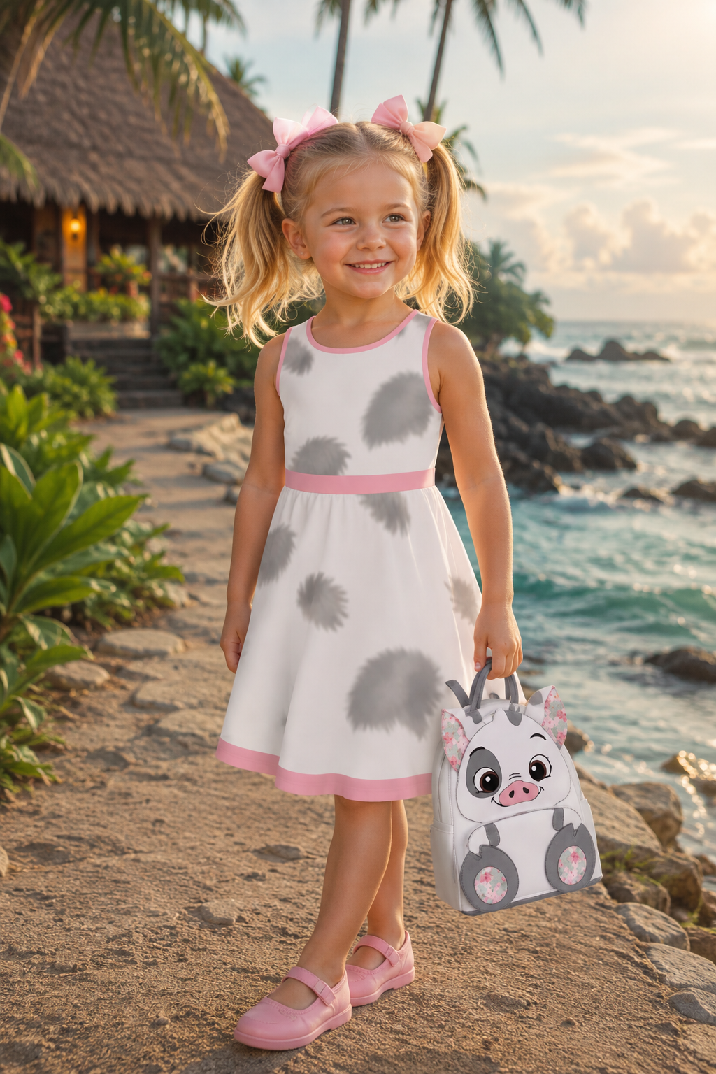 Pua Girls Dress Moana pig Kids costume