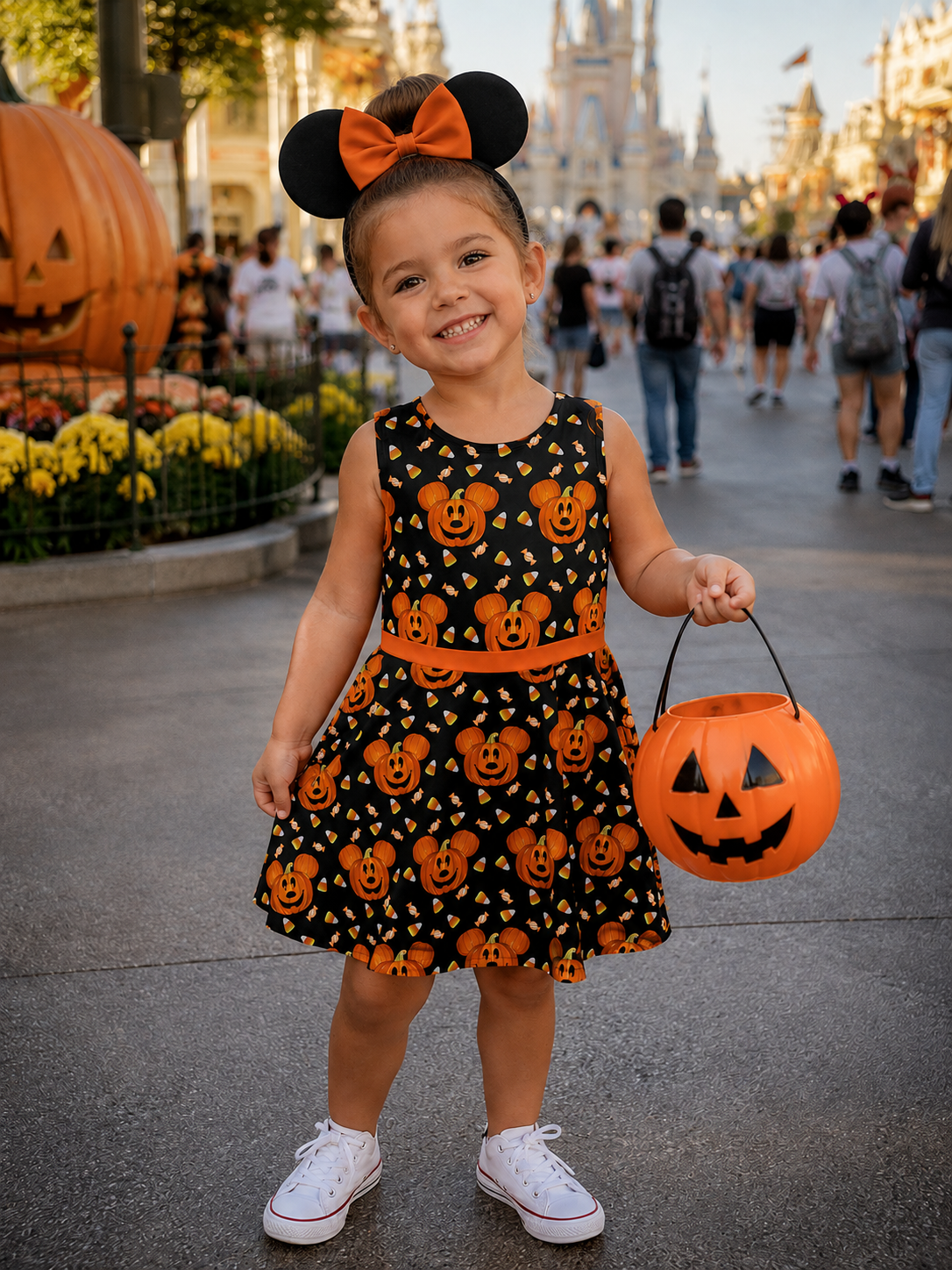 Halloween Mickey Pumpkin girls dress Candy Corn