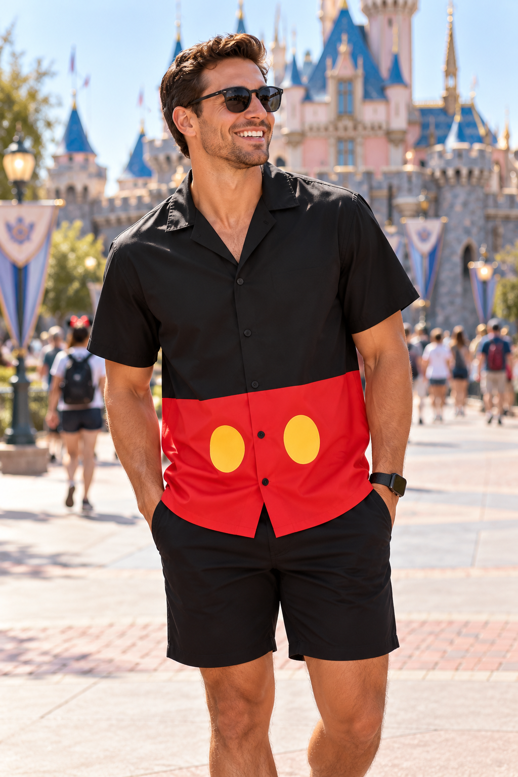 Mickey Mouse Inspired Mens Button Shirt