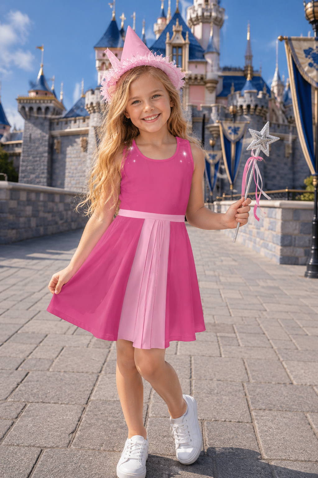 Girls pink Fairy Sleeping Beauty dress Flora costume