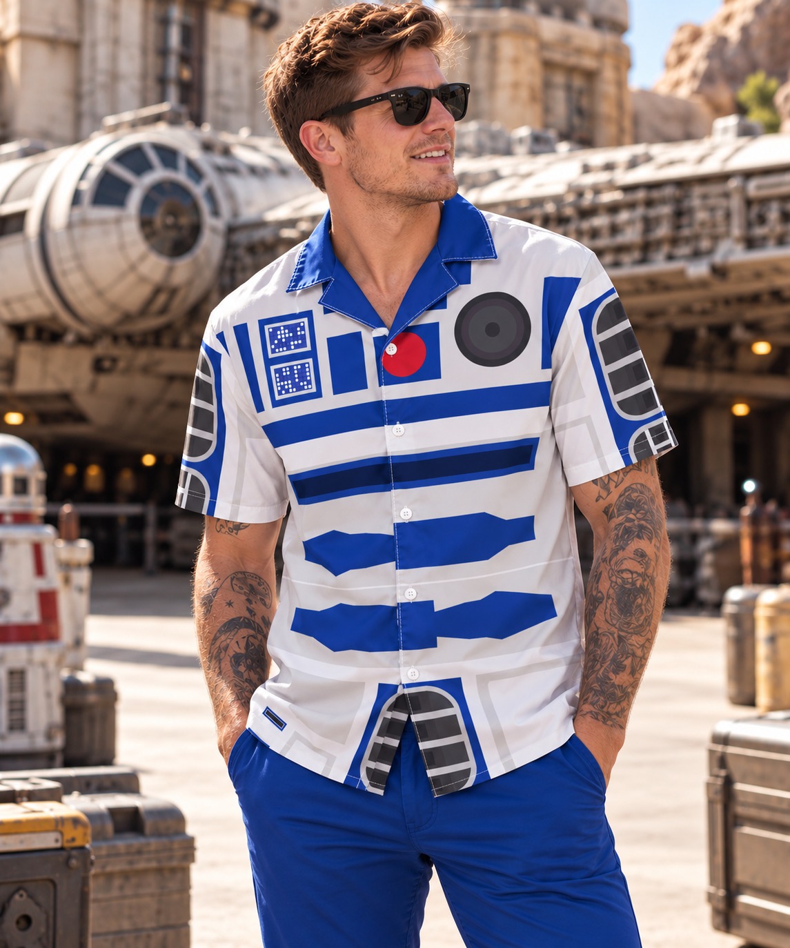 R2D2 Droid Mens button shirt