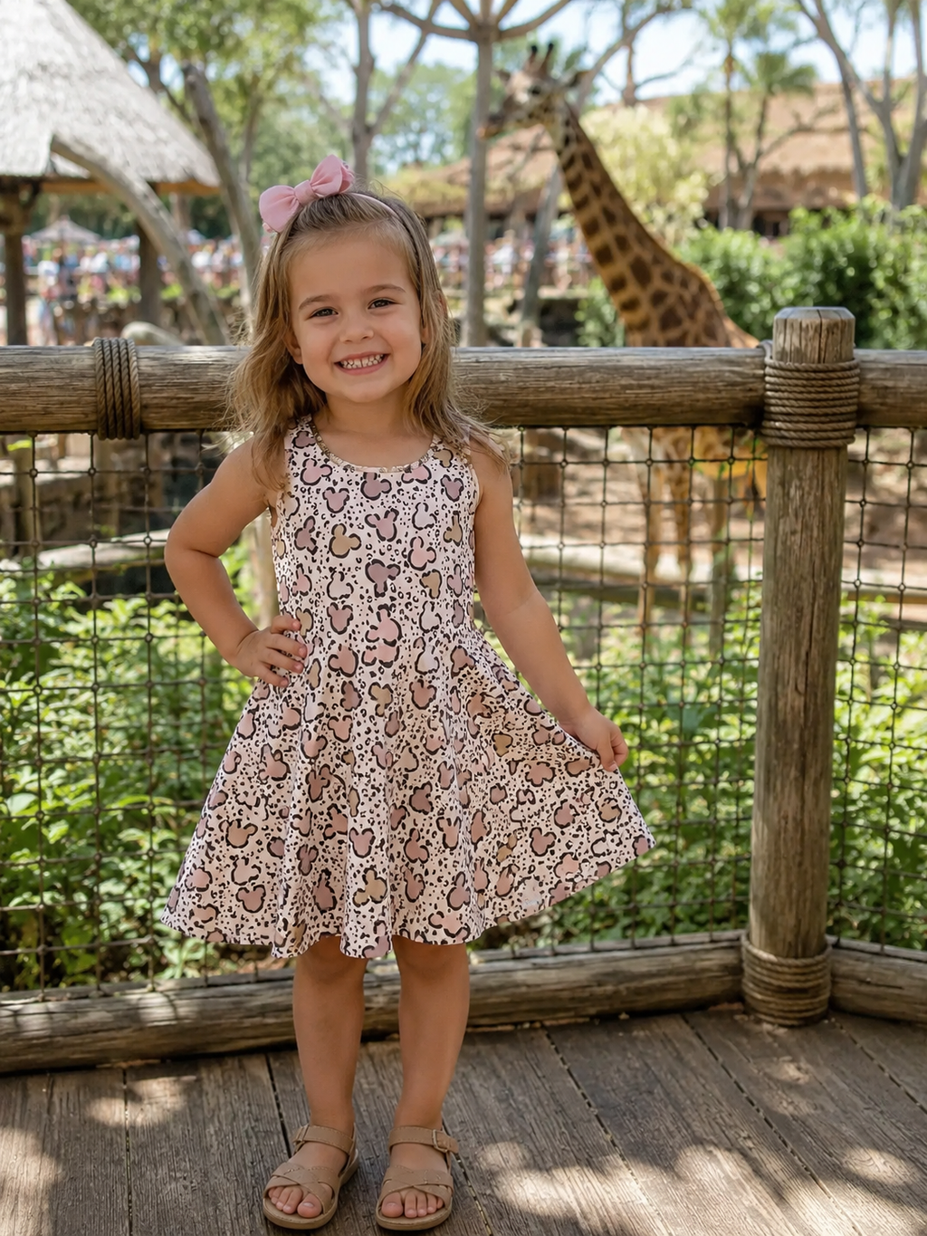 Mickey Leopard Cheetah print girls dress Animal Kingdom kids outfit