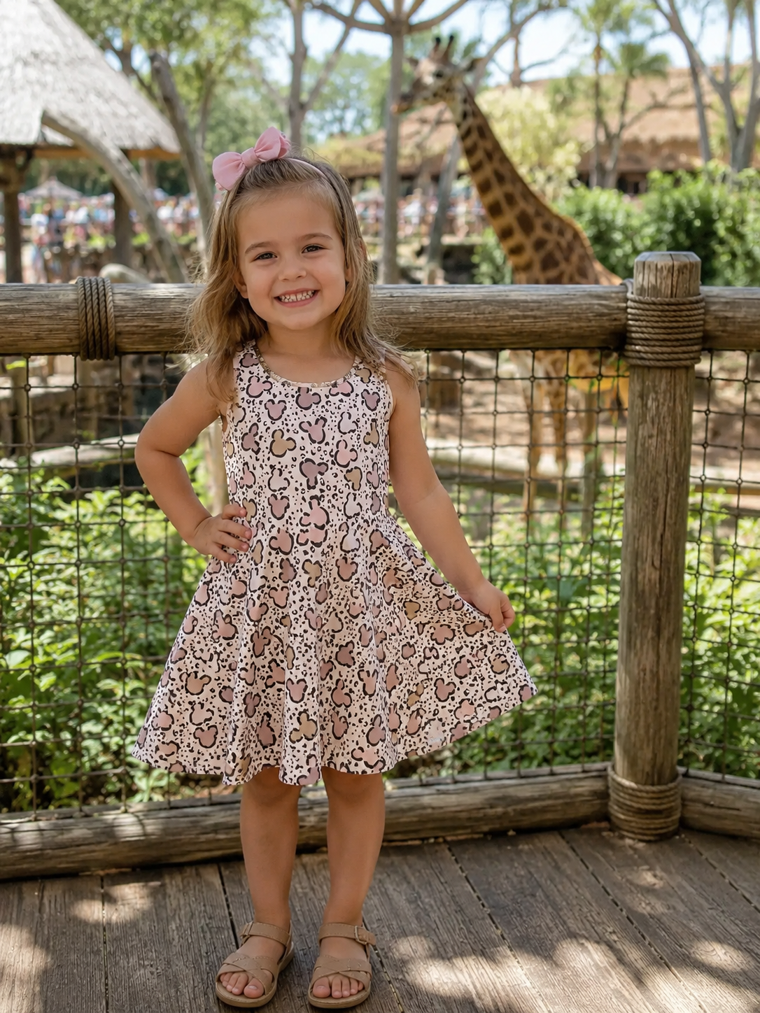 Mickey Leopard Cheetah print girls dress Animal Kingdom kids outfit