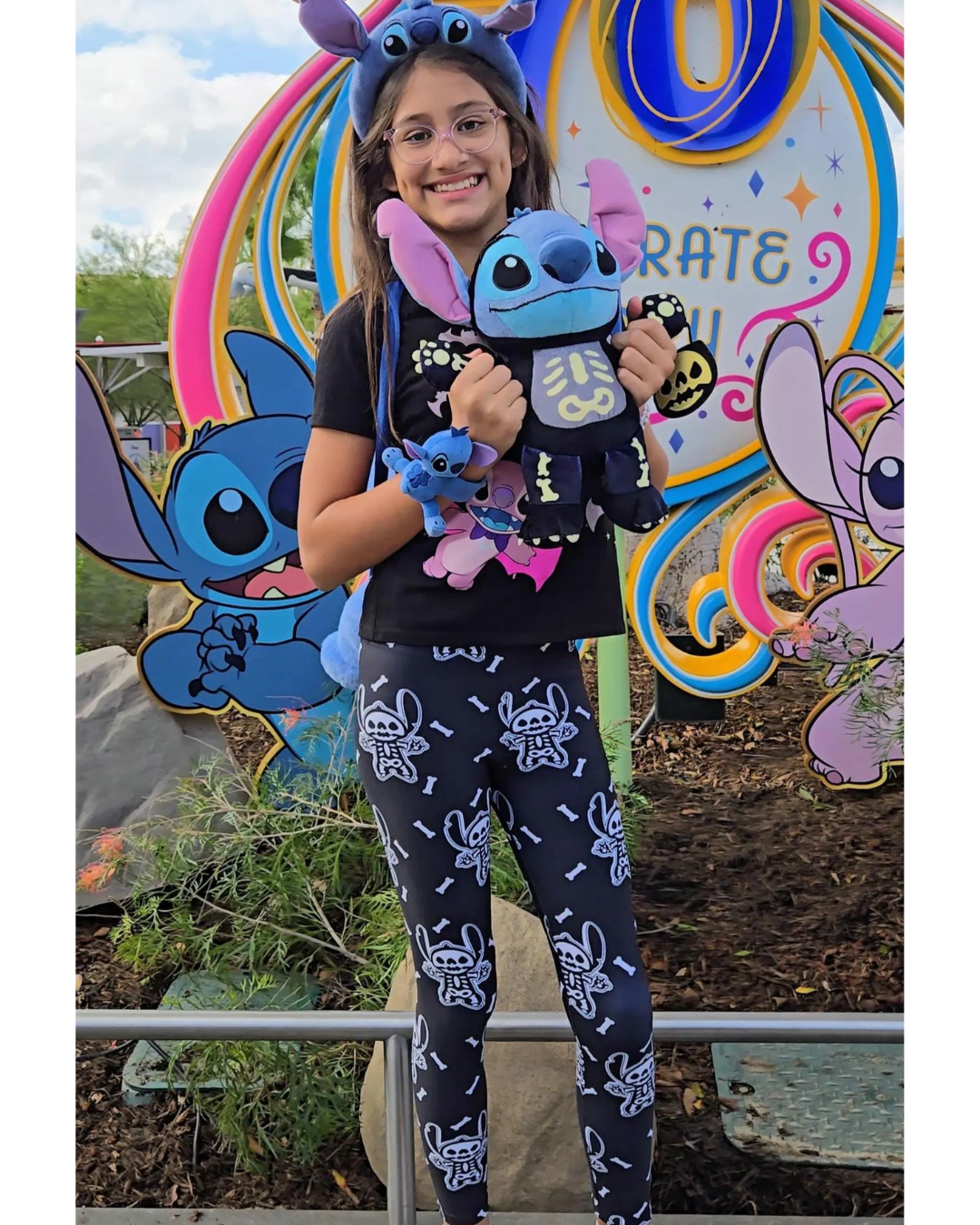 Stitch Skeleton Youth Leggings Disney Halloween pants kids