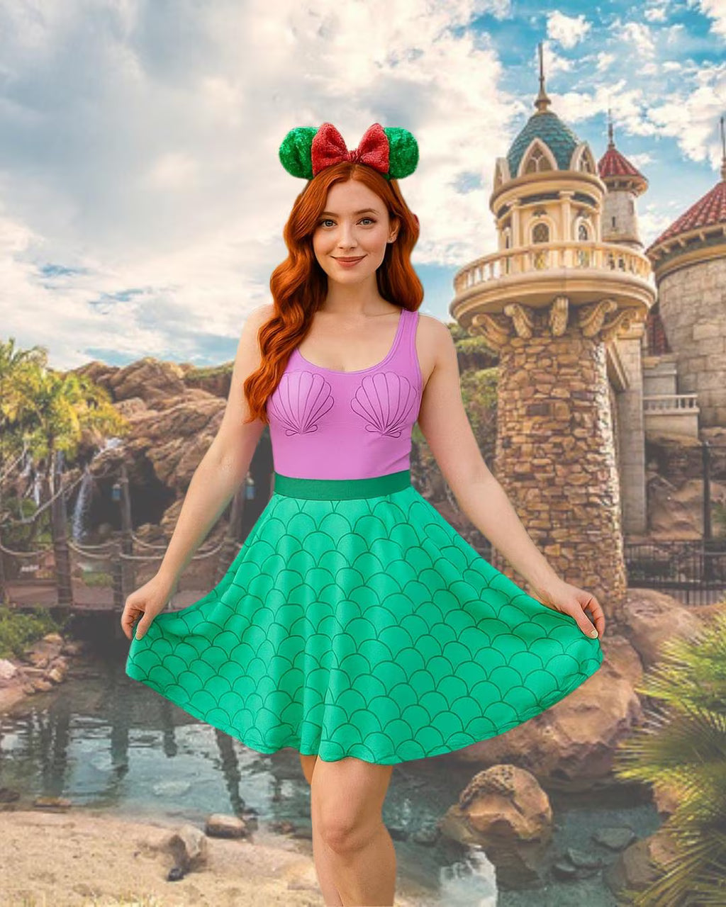 Ariel Womens Dress The Little Mermaid Inspired Athleticwear Costume