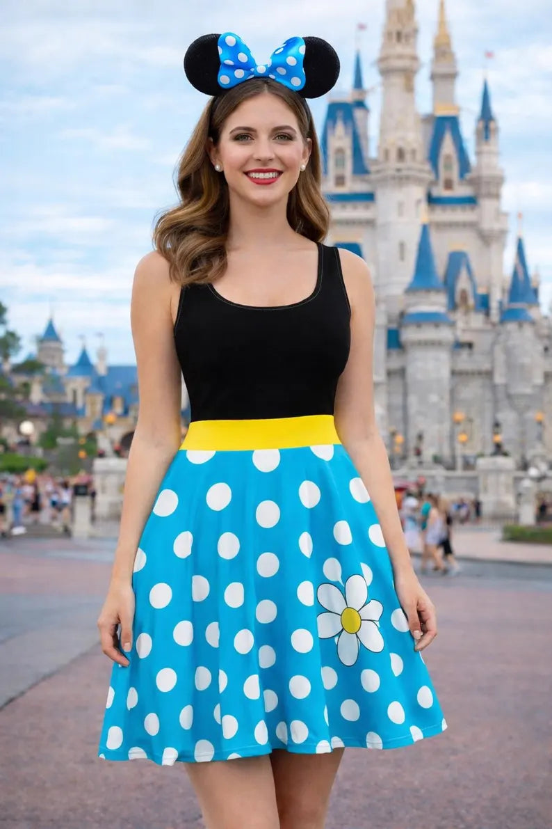 Minnie Mouse Blue Womens Dress Athleticwear Costume Vintage Style Minnie