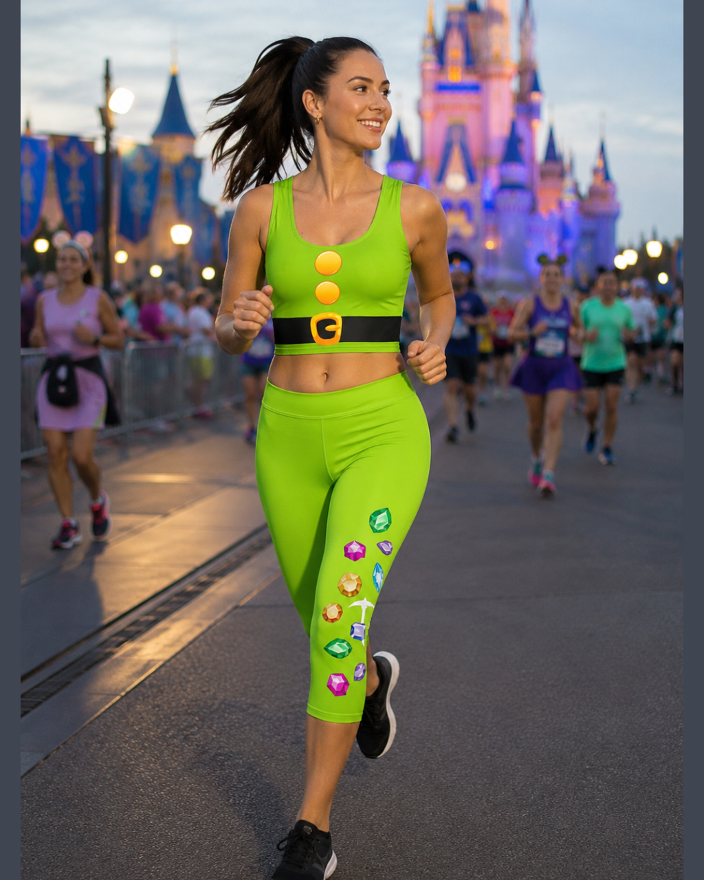 Dopey Crop Top Snow White Dwarfs inspired costume womens short run Disney bounding athleticwear