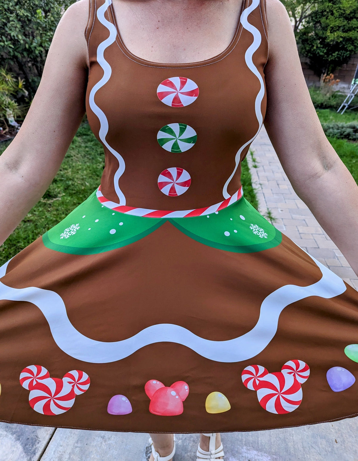 Gingerbread Christmas Dress womans holiday Mickey Minnie Mouse inspired costume