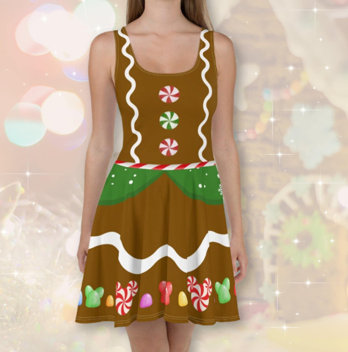 Gingerbread Christmas Dress womans holiday Mickey Minnie Mouse inspired costume