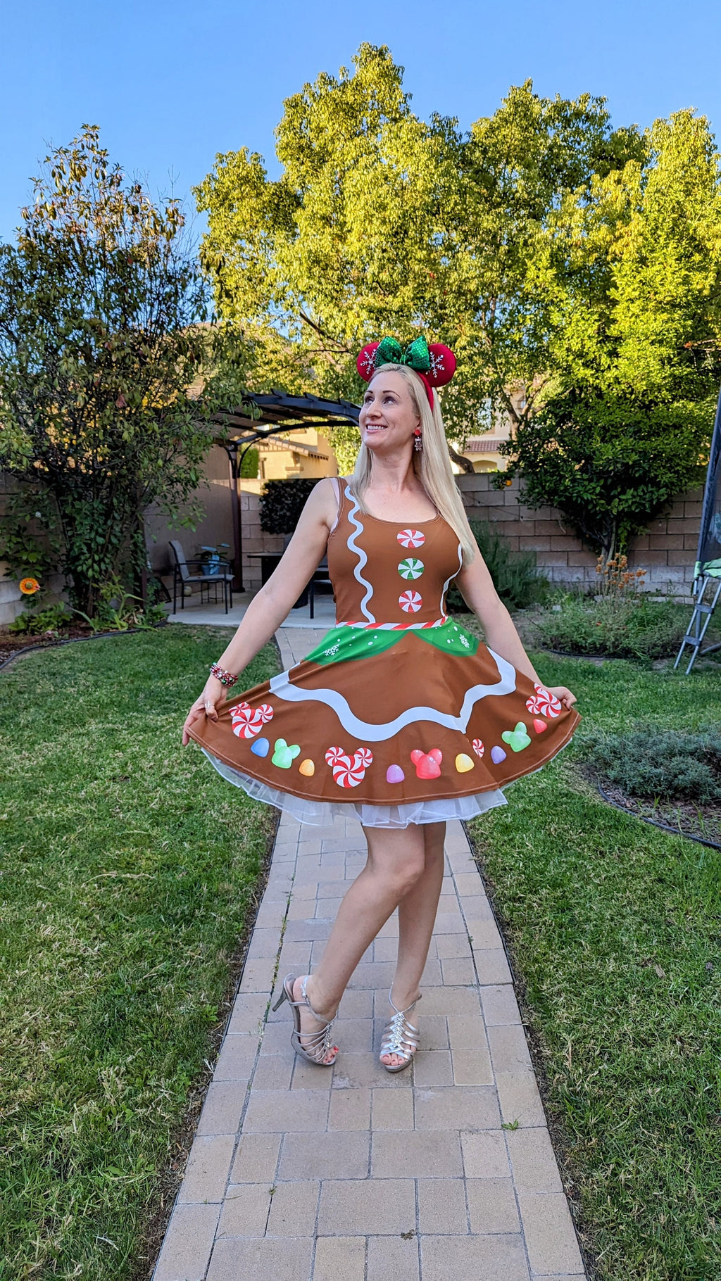 Gingerbread Christmas Dress womans holiday Mickey Minnie Mouse inspired costume