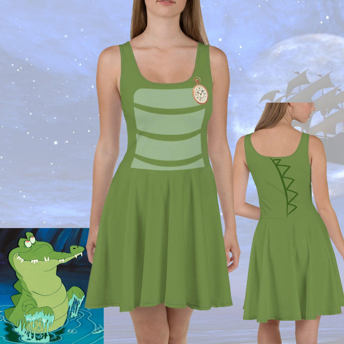 Tick Tock Crocodile Womens Dress Peter Pan inspired Athleticwear Costume