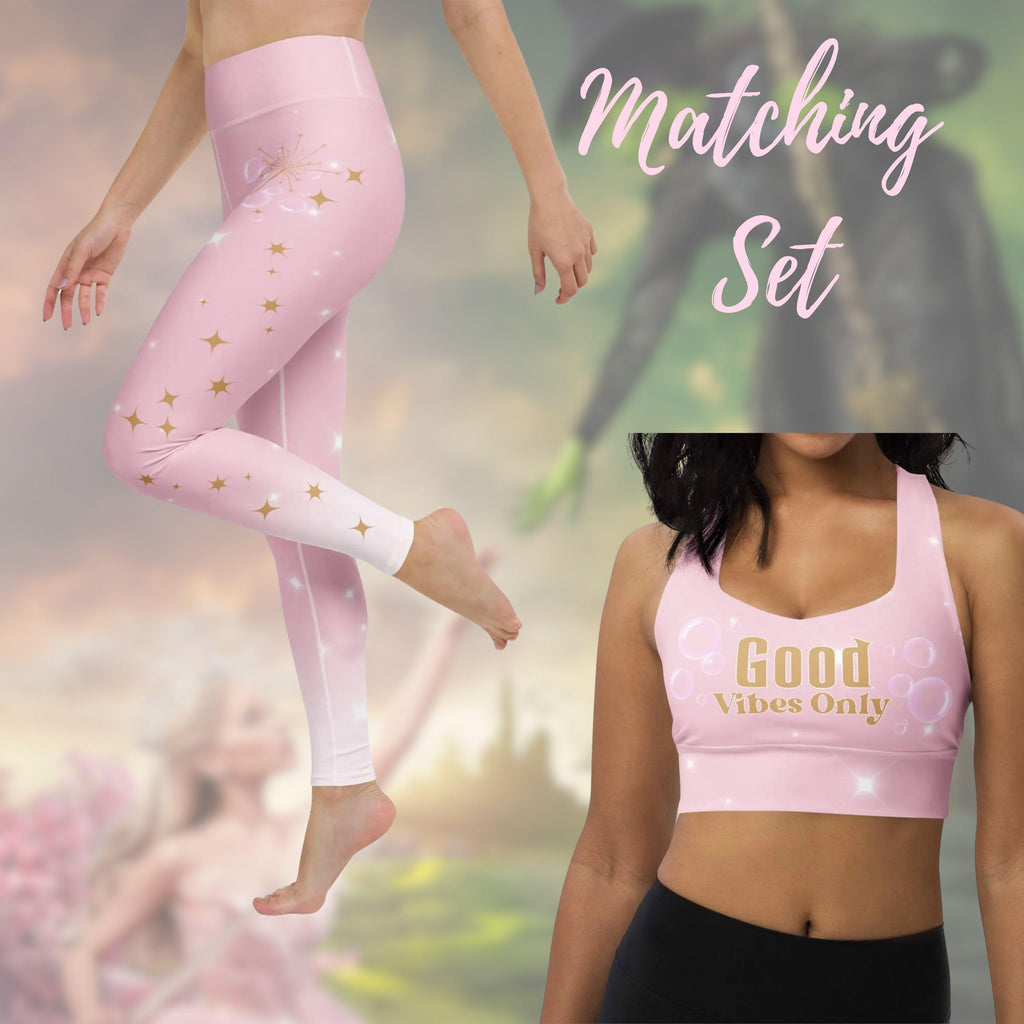 Wicked Glinda Yoga Leggings pink good witch womens workout pants athleticwear cosplay