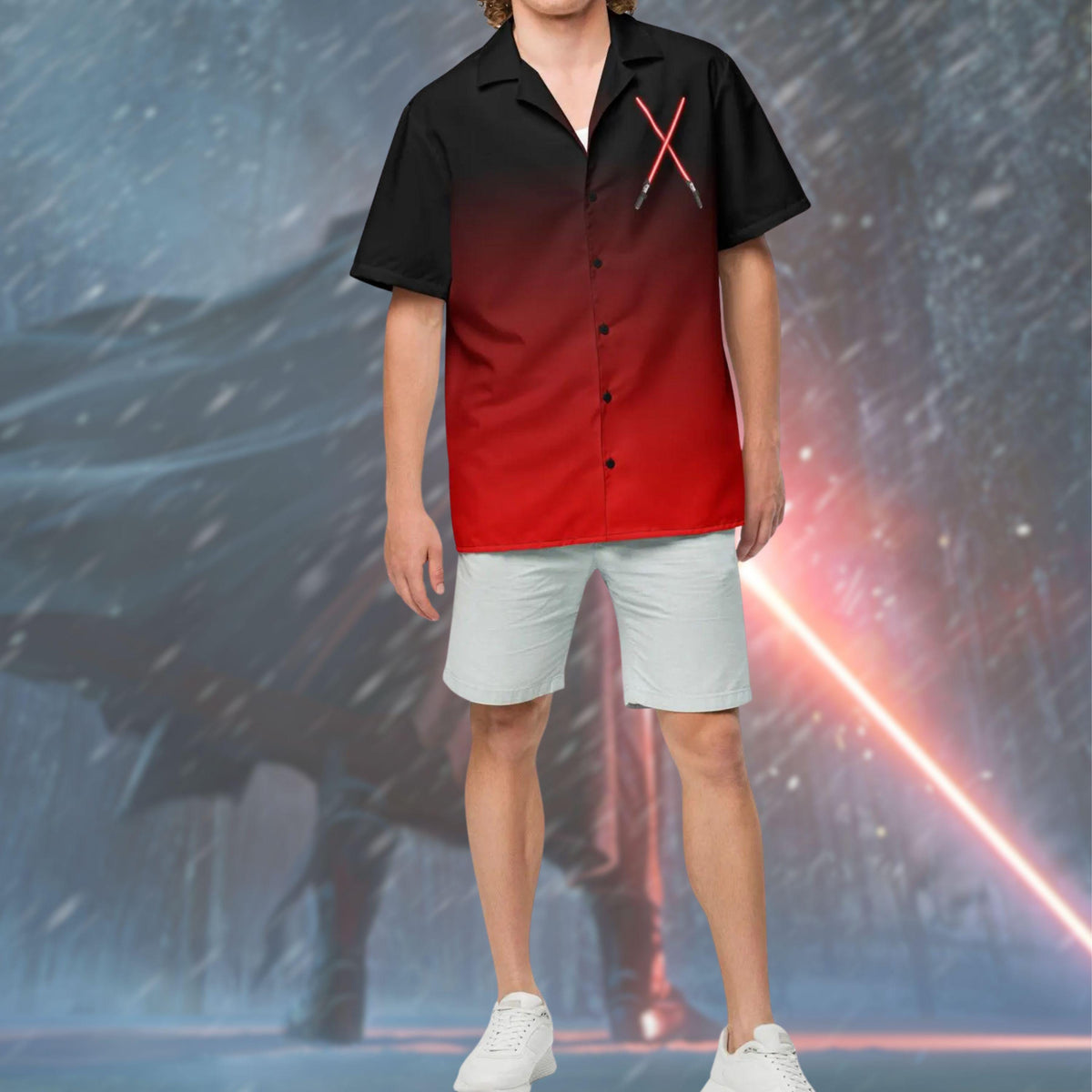 Star Wars button shirt cosplay Mens Darth Vader shirt red light saber Disney bounding