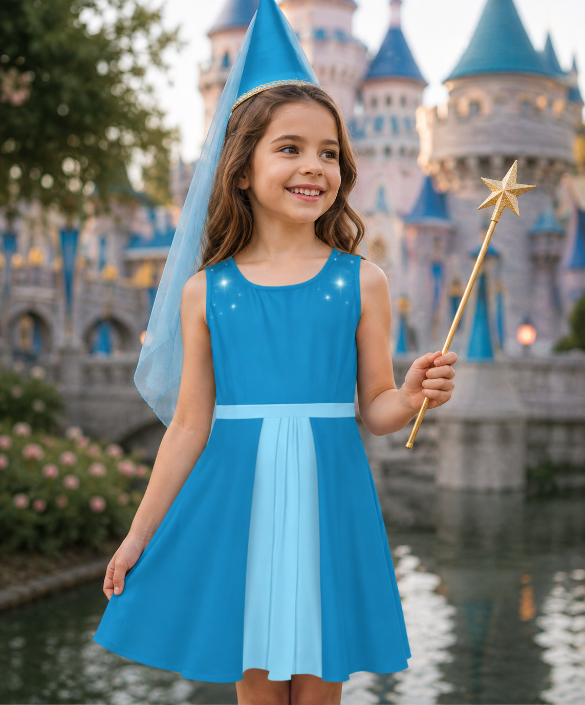 Girls Blue Fairy Sleeping Beauty dress Merryweather costume