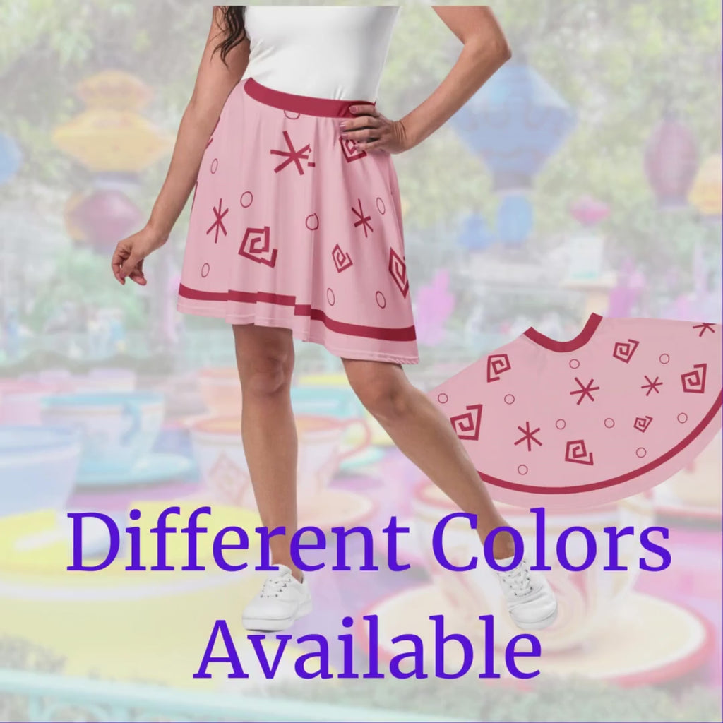 Mad Tea Party Skirt Womens Tea Cup Alice in wonderland running skirt pink and turquoise