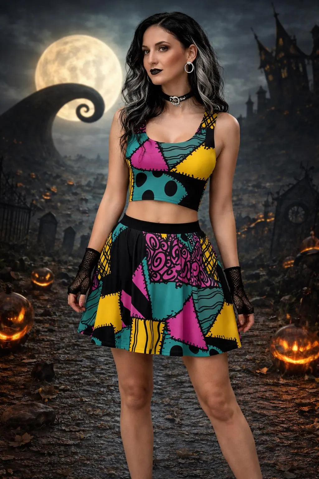 Sally crop top shirt Nightmare Before Christmas womens  Halloween costume goth Haunted Mansion Disney Bounding run Disney athletic wear