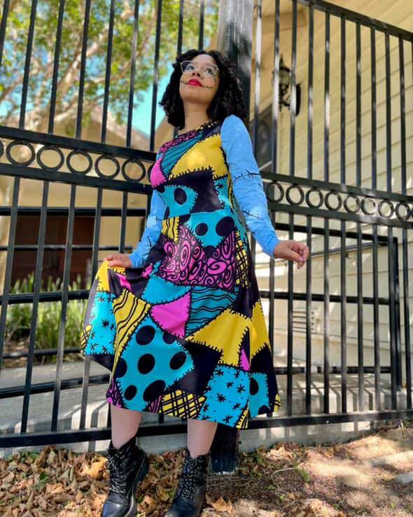 Sally Long Sleeve Womens Dress Nightmare Before Christmas Halloween costume
