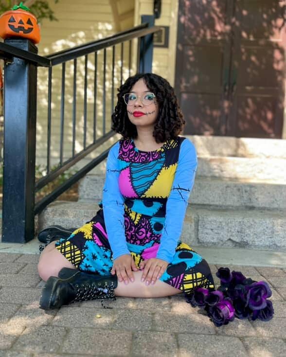 Sally Long Sleeve Womens Dress Nightmare Before Christmas Halloween costume