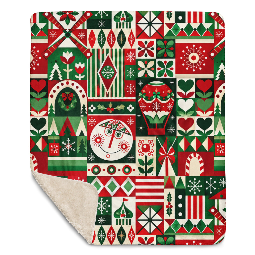 Small World Holiday Sherpa blanket