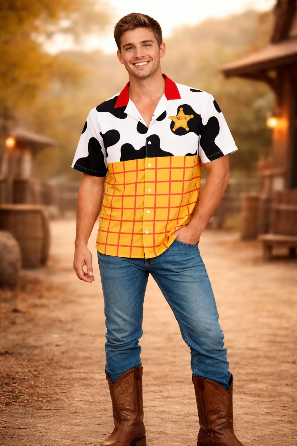 Mens Woody button shirt Toy Story inspired shirt